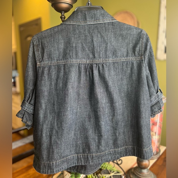 LOFT Double-Breasted Denim Short Sleeve Jacket - Picture 2 of 3